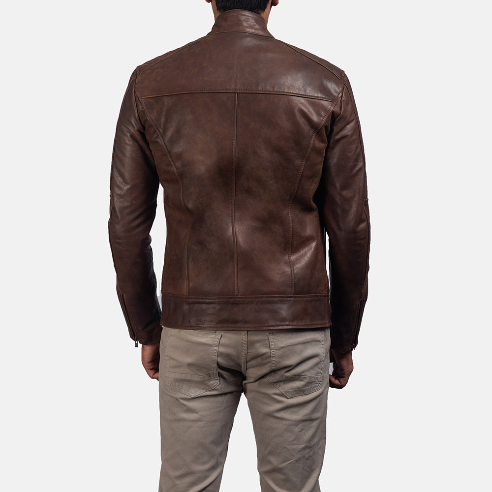 dean brown leather biker jacket