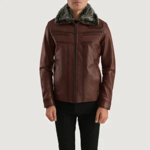 Home evan hart men's brown sheep leather jacket | fur collar style