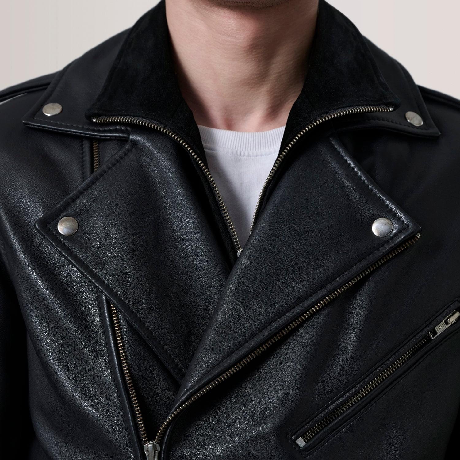 black leather double rider jacket