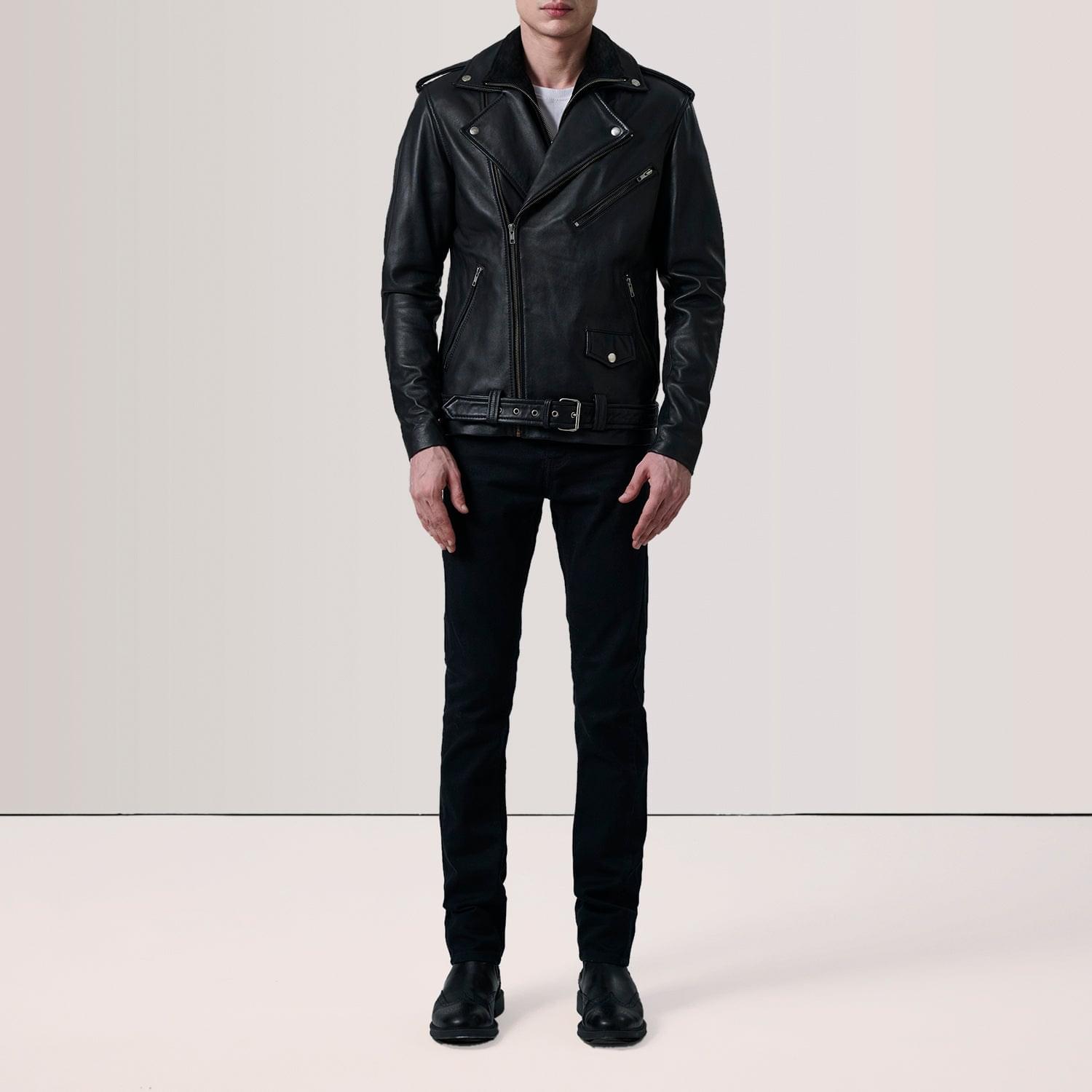 black leather double rider jacket