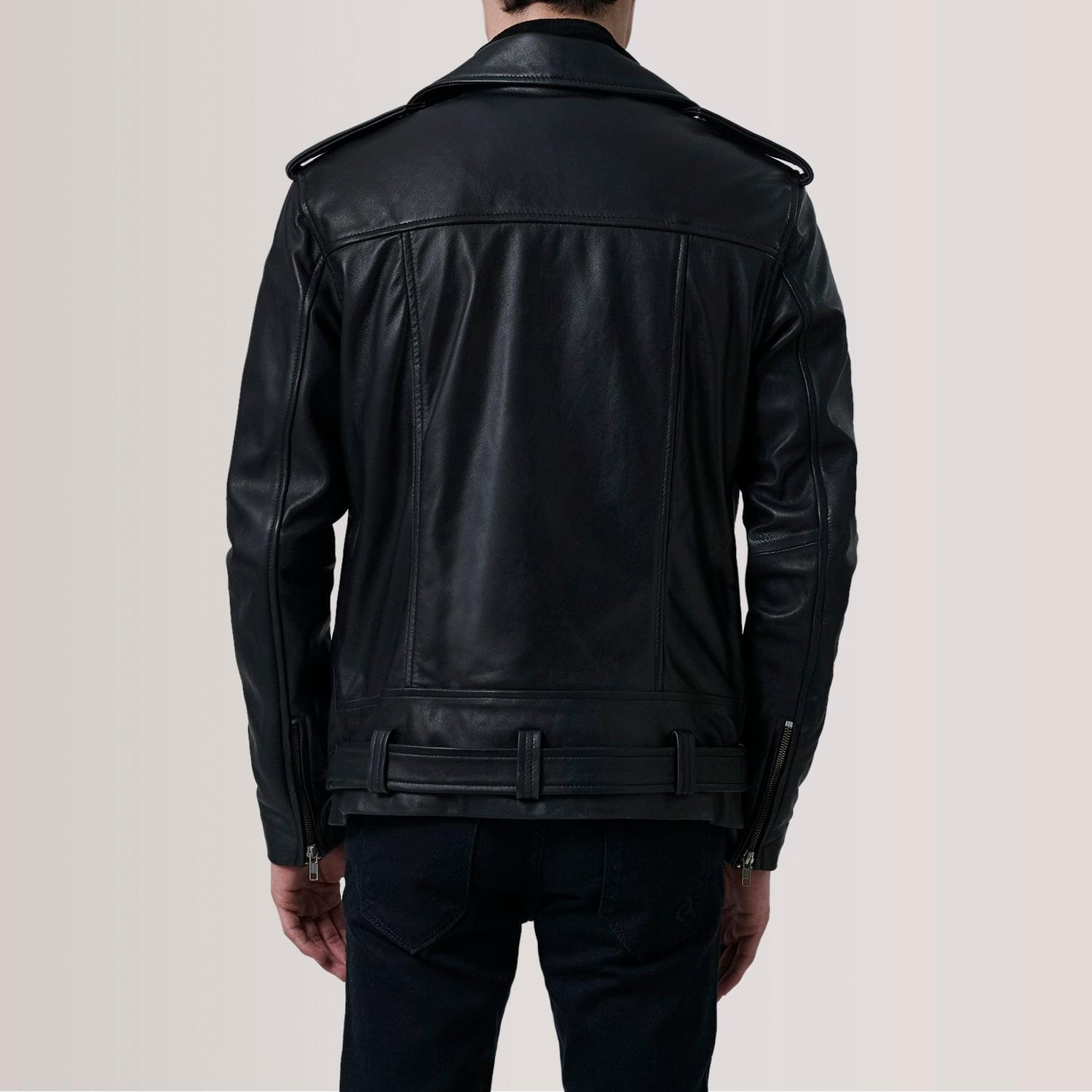 black leather double rider jacket