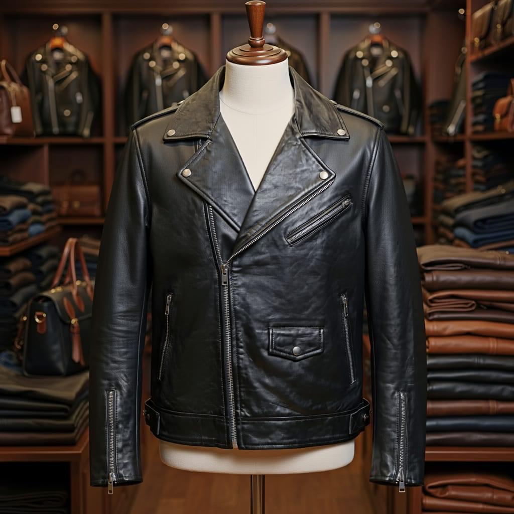 flashback black leather biker jacket
